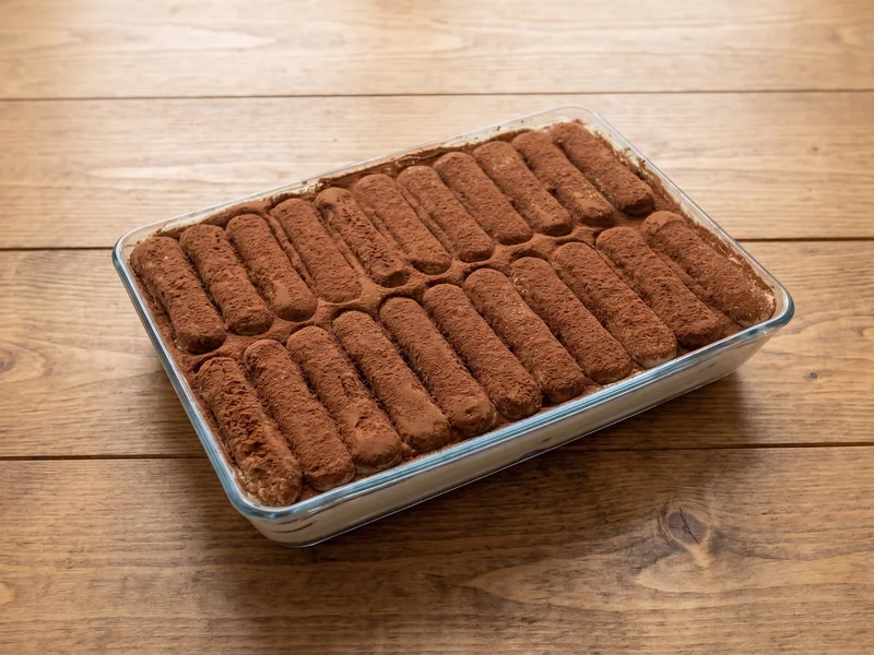 Huisgemaakte tiramisu met cacao en lange vingers